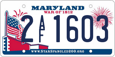 MD license plate 2AF1603