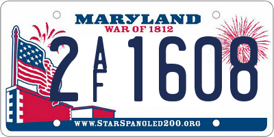 MD license plate 2AF1608