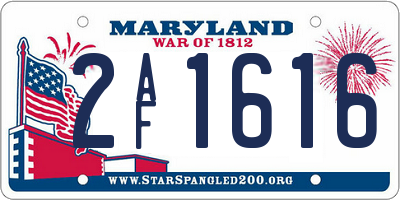 MD license plate 2AF1616