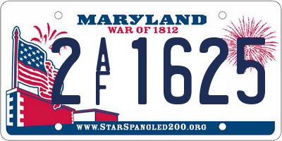 MD license plate 2AF1625