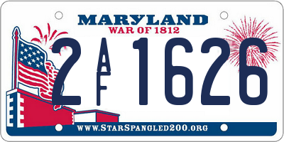 MD license plate 2AF1626