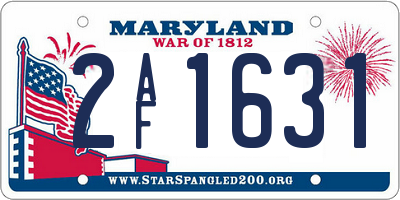 MD license plate 2AF1631