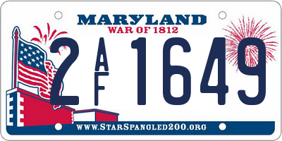 MD license plate 2AF1649