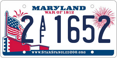 MD license plate 2AF1652