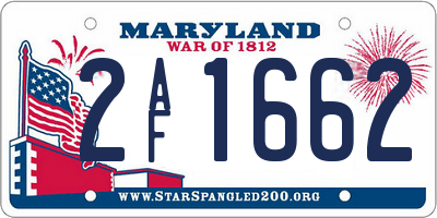 MD license plate 2AF1662