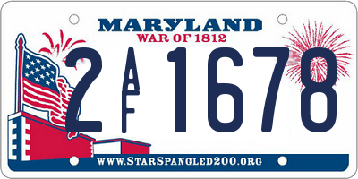 MD license plate 2AF1678