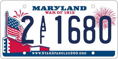 MD license plate 2AF1680