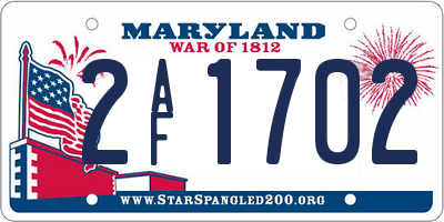 MD license plate 2AF1702
