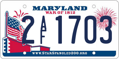 MD license plate 2AF1703