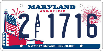 MD license plate 2AF1716