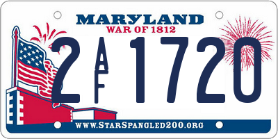 MD license plate 2AF1720