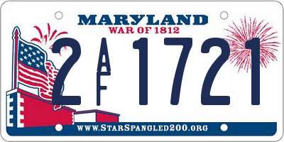 MD license plate 2AF1721