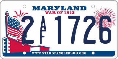 MD license plate 2AF1726
