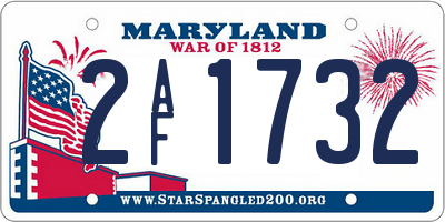 MD license plate 2AF1732