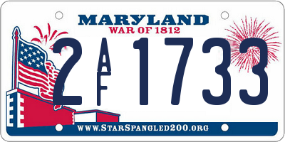 MD license plate 2AF1733