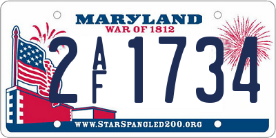 MD license plate 2AF1734