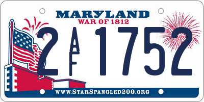 MD license plate 2AF1752