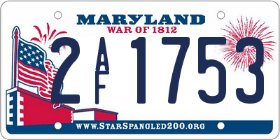 MD license plate 2AF1753