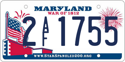 MD license plate 2AF1755