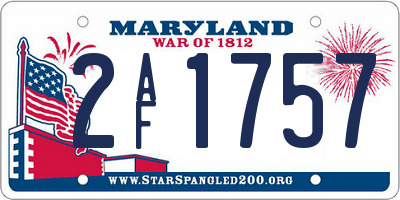 MD license plate 2AF1757