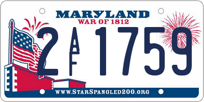 MD license plate 2AF1759