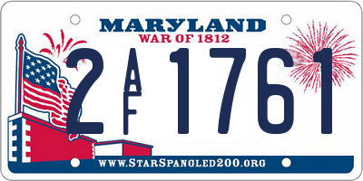 MD license plate 2AF1761