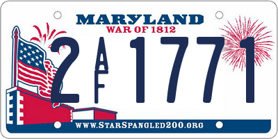 MD license plate 2AF1771