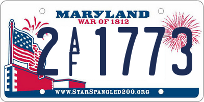MD license plate 2AF1773