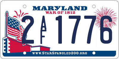 MD license plate 2AF1776