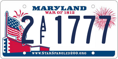 MD license plate 2AF1777