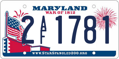MD license plate 2AF1781