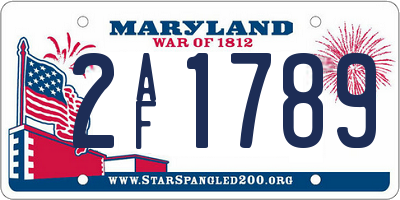 MD license plate 2AF1789