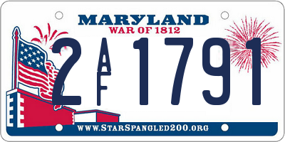 MD license plate 2AF1791