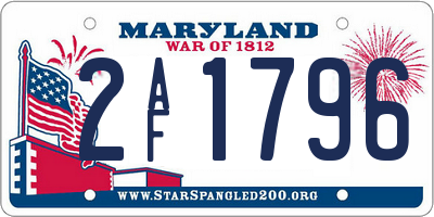 MD license plate 2AF1796