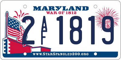 MD license plate 2AF1819