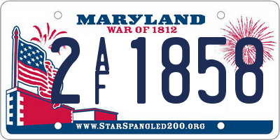 MD license plate 2AF1858