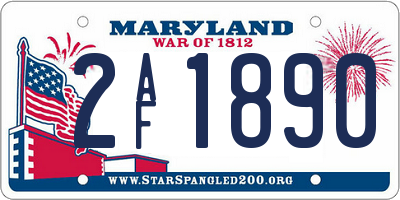 MD license plate 2AF1890