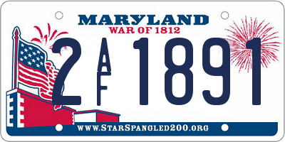 MD license plate 2AF1891