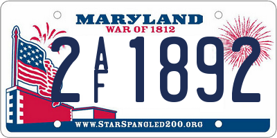 MD license plate 2AF1892