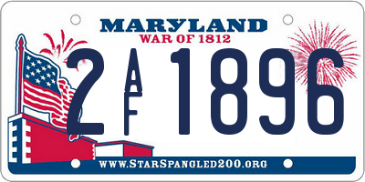 MD license plate 2AF1896