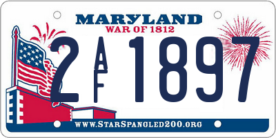 MD license plate 2AF1897