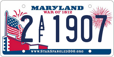 MD license plate 2AF1907