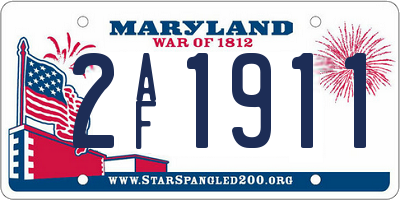 MD license plate 2AF1911