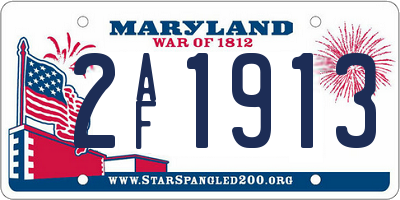 MD license plate 2AF1913