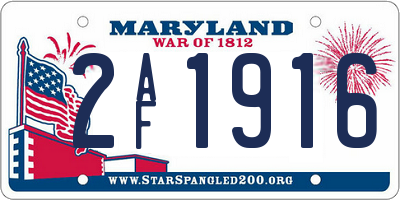 MD license plate 2AF1916