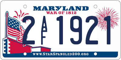 MD license plate 2AF1921