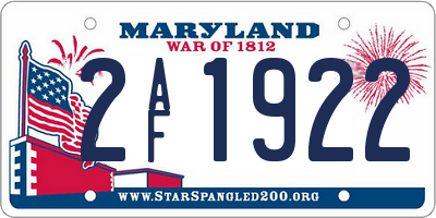 MD license plate 2AF1922
