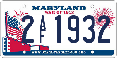 MD license plate 2AF1932