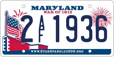 MD license plate 2AF1936