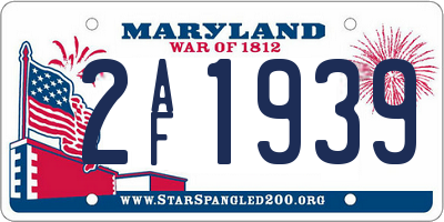 MD license plate 2AF1939